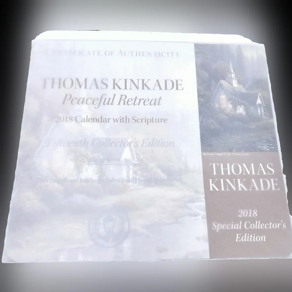 New Special Collector's Edition Thomas Kinkade Peaceful Retreat 2018 Calendar Wi